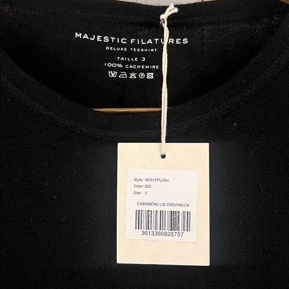 NEW MAJESTIC FILATURES cashmere long sleeve crew top in black size M (3) - Picture 7 of 9